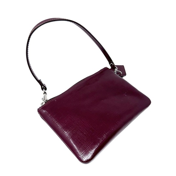 Coach Burgundy Patent Leather Wristlet – Bow Detail, Small Shoulder Bag - Picture 7 of 7